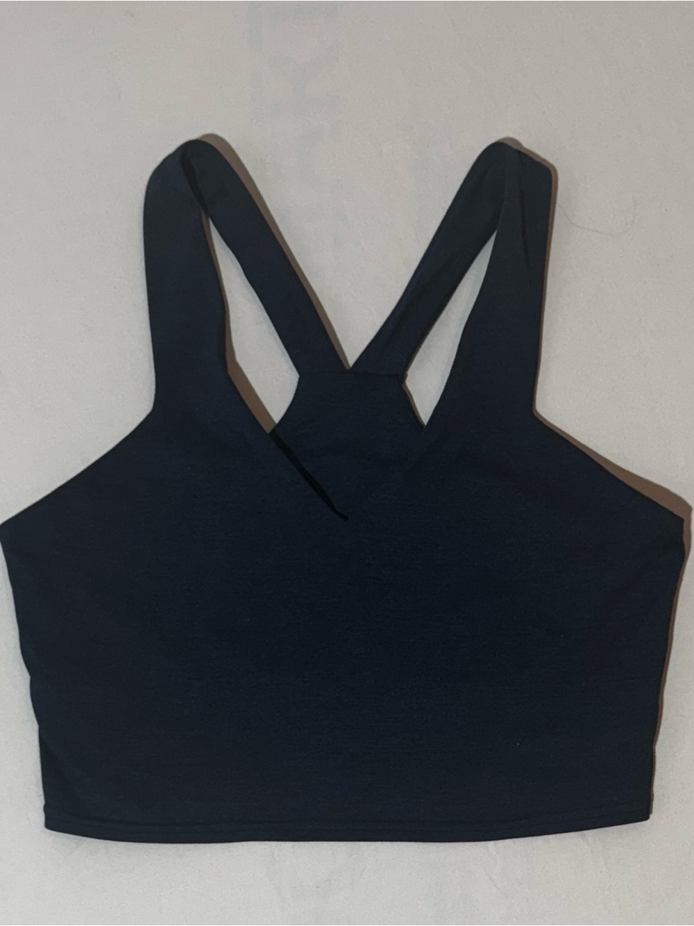 Women’s Quince Navy V-Front Racerback Crop Bralette. Size Large. EUC.